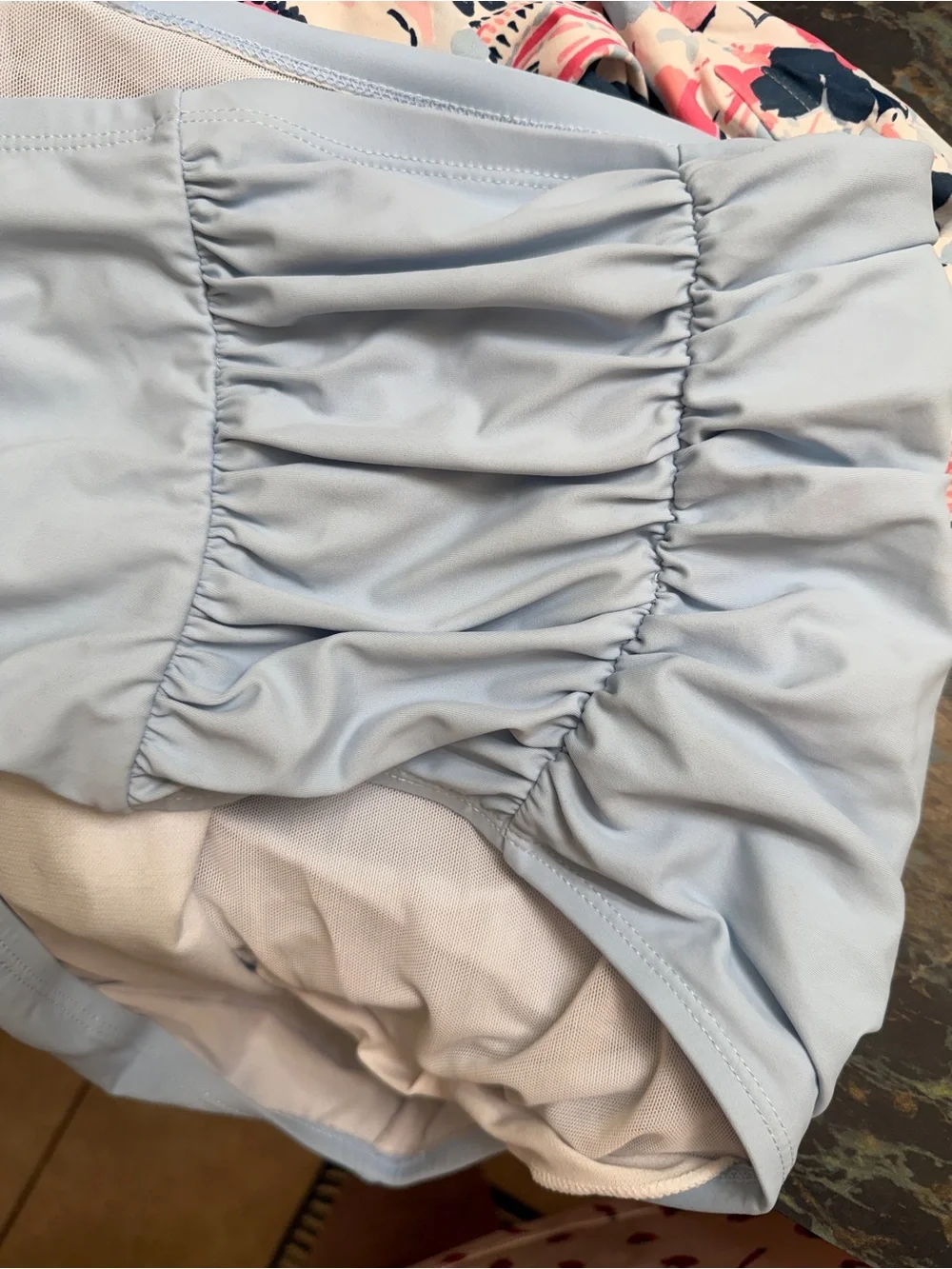crown & ivy Light Blue Ruched One-Piece Swimsuit